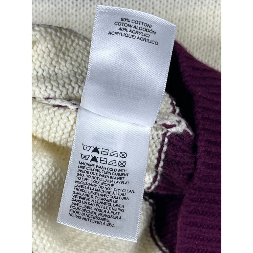 NWT Lucky Brand Womens Striped Boat Neck Long Sleeve Pullover Sweater Burgundy L